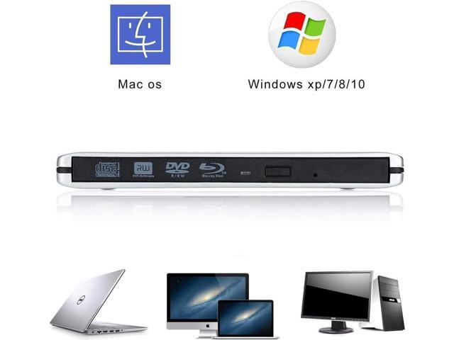 External Blu Ray DVD Drive, USB 3.0 Burner Slim Optical Portable Blu-ray CD DVD Reader Writer RW Player for Laptop Desktop MacBook OS Windows 7 8...