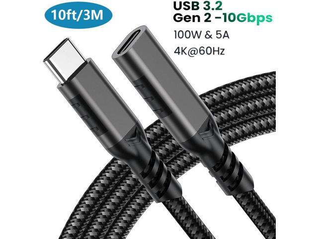 USB C Extension Cable 10ft/3M,Nylon Braided USB Type C Extender Cord Male to Female, USB C 3.2 Gen2 100W Fast Charging 4K @60Hz 10Gbps Data...