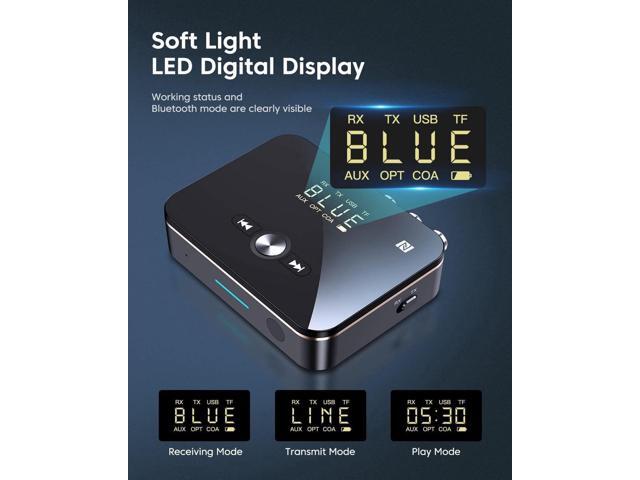 Bluetooth 5.0 Transmitter Receiver, Wireless Audio Bluetooth Adapter for TV/Home Stereo/Car/PC/MP3 Player/Home Theater/Switch to Wireless...