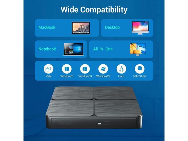 External Bluray DVD Drive, USB 3.0 and Type-C Portable CD/DVD Drive 3D Blu-ray External DVD Drive Slim Optical External Blu-ray Player Compatible...