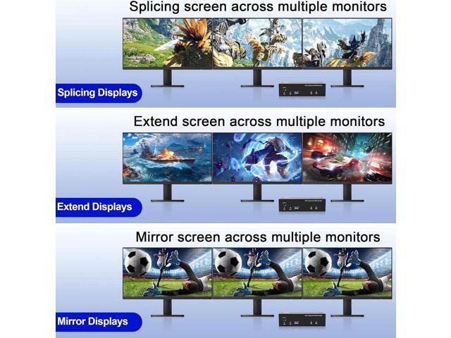 8K@60Hz Displayport KVM Switch 3 Monitors 2 Computers 4K@144Hz, DP USB 3.0 KVM Switch Triple Monitor for 2 PCs Share 3 Monitors, RJ45 Ethernet...