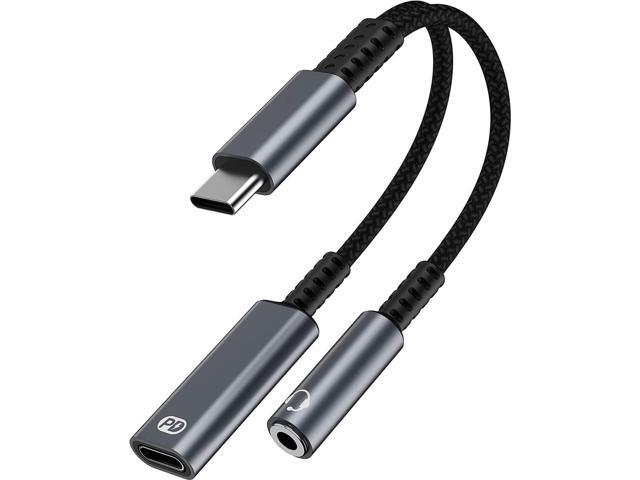 USB C to 3.5mm Headphone and Charger Adapter, 2 in 1 USB C PD 3.0 Charging Port to Aux Audio Jack and 60W Fast Charging Dongle Cable Cord for...