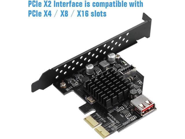 USB3.1 Gen2 Internal 20-pin Front Panel Connector Expansion Card 10 Gbit/s USB 2.0 PCI Express 3.0 X2 Adapter for Desktop PCs