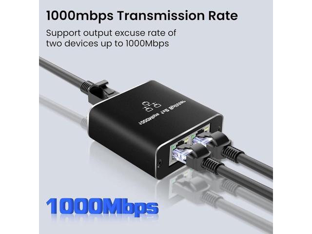 RJ45 Ethernet Splitter 1 to 2 Out, 1000Mbps Network Splitter with USB Power Cable, Gigabit LAN Internet Splitter Connector for Cat 5/5e/6/7/8,...