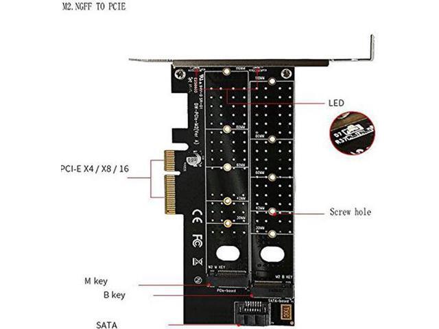 Dual M.2 PCIe Adapter, M2 SSD NVME (m-Key) or SATA (b-Key) 22110 2280 2260 2242 2230 to PCI-e 3.0 x4 Host Controller Expansion Card for Desktop PCI...