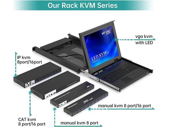 8 Ports KVM Switch HDMI, 4K @30Hz Rack Mount HDMI KVM Switch 8 in 1 Out w/KVM Cables & IR & Desktop Control & 4 USB 2.0 Hub