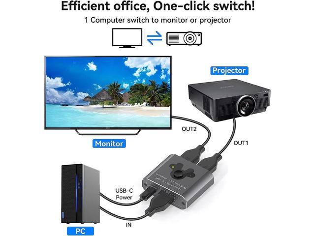 DP1.4 DisplayPort Switch, 8K Bi-Directional DisplayPort Splitter 2 in 1 Out/1 in 2 Out Display Port Switcher Supports 8K @60Hz 4K @120Hz for PC...