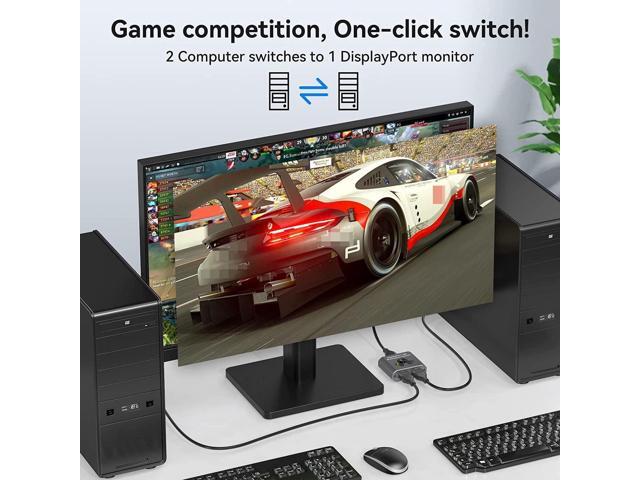 DP1.4 DisplayPort Switch, 8K Bi-Directional DisplayPort Splitter 2 in 1 Out/1 in 2 Out Display Port Switcher Supports 8K @60Hz 4K @120Hz for PC...