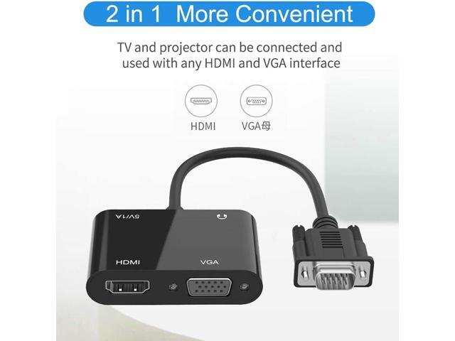 VGA to HDMI VGA Adapter, VGA Splitter 1 VGA in HDMI VGA 2 Out (VGA HDMI Interface Display at The Same time), VGA to HDMI VGA Adapter for Computer,...