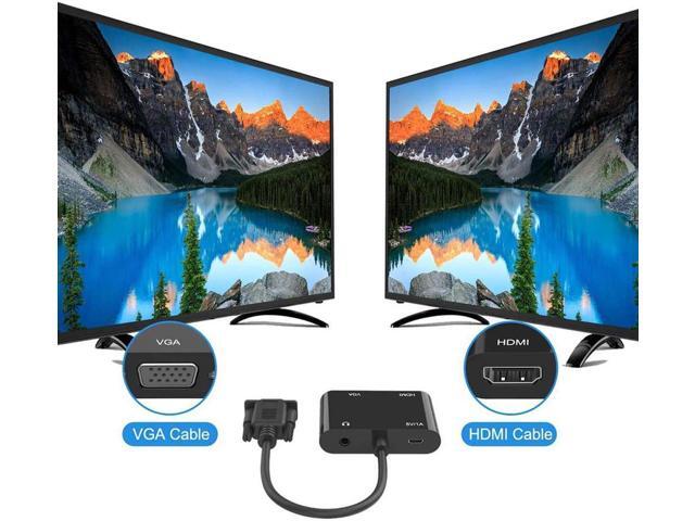 VGA to HDMI VGA Adapter, VGA Splitter 1 VGA in HDMI VGA 2 Out (VGA HDMI Interface Display at The Same time), VGA to HDMI VGA Adapter for Computer,...
