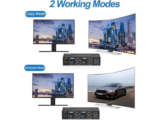 USB 3.0 Displayport KVM Switch 2 Monitors 2 Computers 8K@60Hz 4K@144Hz, Dual Monitor Displayport 1.4 KVM Switches with 4 USB 3.0 Ports, 2 in 2 Out...