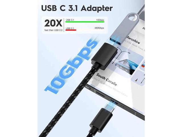 USB C to USB 3.0 Adapter [10Gbps], [2 Pack] USB Type C Male to USB3.1 USB3.2 Female, Thunderbolt 3/4 to USB Female Adapter OTG Cable for Mac-Book...
