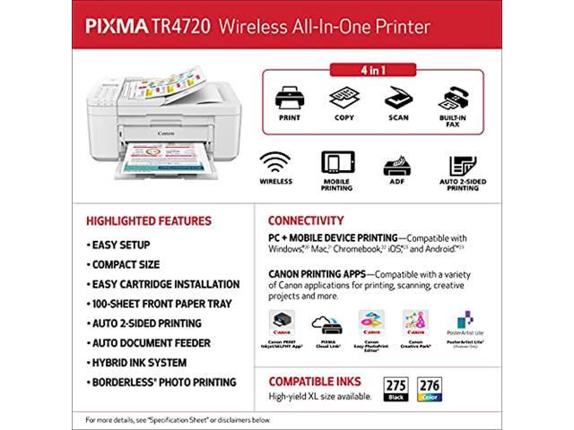 Canon PIXMA TR4720 Wireless All-in-One Printer (White)
