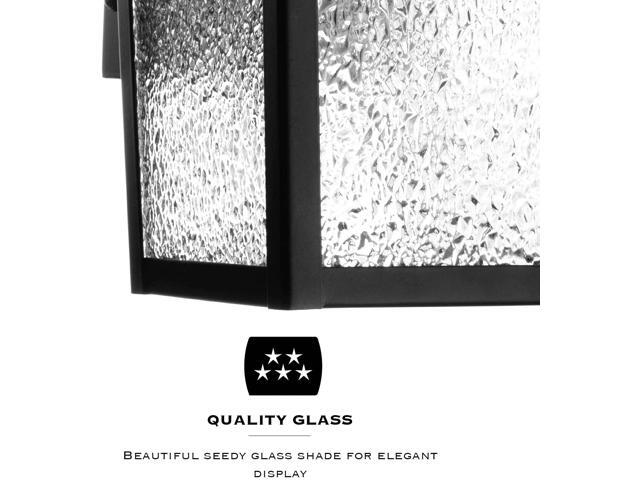 Landia Home Outdoor Wall Lantern - Porch Wall Mounted Outdoor Light with Glass Shade, Dusk to Dawn Sensor with Included LED Light Bulbs for E26...