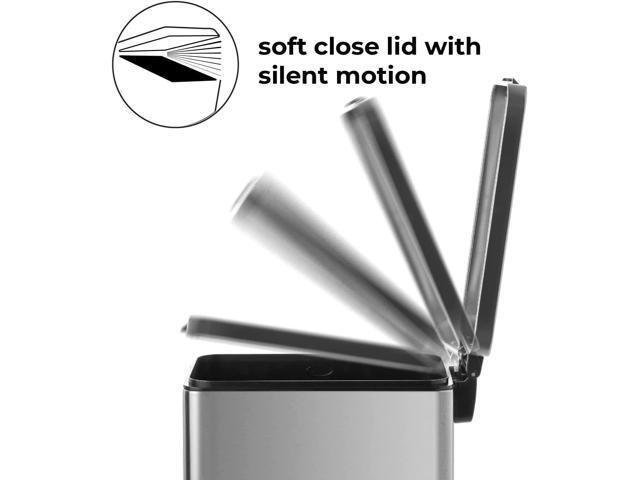 Home Zone Living 4.4 Gallon Kitchen Trash Can, Slim Stainless Steel, Step Pedal, 16.7 Liter