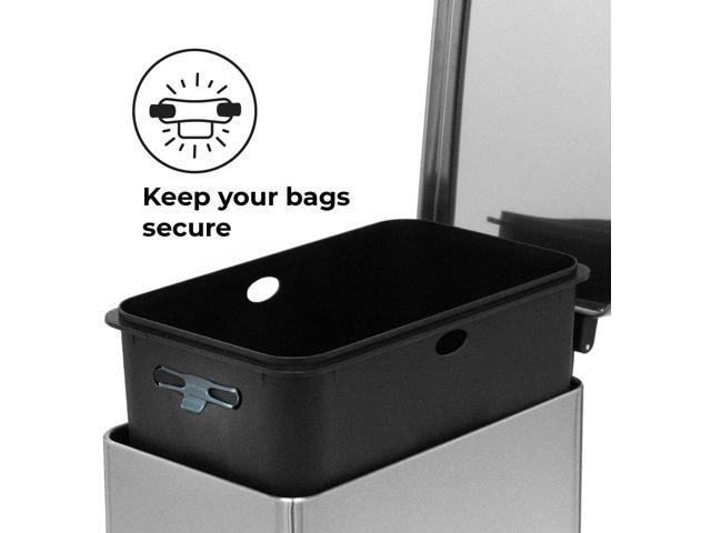 Home Zone Living 4.4 Gallon Kitchen Trash Can, Slim Stainless Steel, Step Pedal, 16.7 Liter