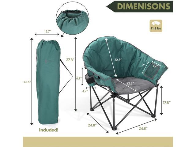 ARROWHEAD OUTDOOR Oversized Heavy-Duty Club Folding Camping Chair w/ External Pocket, Cup Holder, Portable, Padded, Moon, Round, Saucer, Supports...