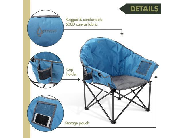 ARROWHEAD OUTDOOR Oversized Heavy-Duty Club Folding Camping Chair w/ External Pocket, Cup Holder, Portable, Padded, Moon, Round, Saucer, Supports...