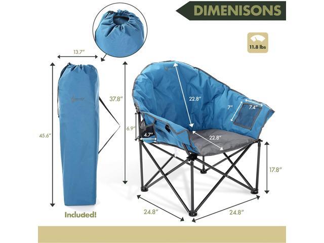 ARROWHEAD OUTDOOR Oversized Heavy-Duty Club Folding Camping Chair w/ External Pocket, Cup Holder, Portable, Padded, Moon, Round, Saucer, Supports...