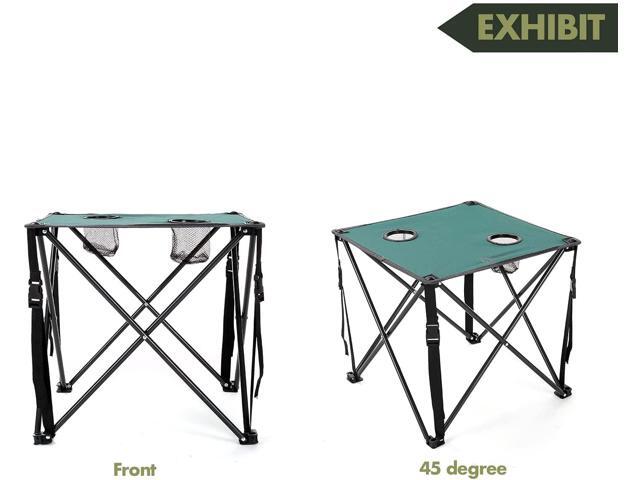 ARROWHEAD OUTDOOR Heavy-Duty Portable Camping Folding Table, 2 Cup Holders, Compact, Square, Carrying Case Included, Steel Frame, High-Grade 600D...
