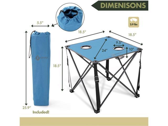 ARROWHEAD OUTDOOR Heavy-Duty Portable Camping Folding Table, 2 Cup Holders, Compact, Square, Carrying Case Included, Steel Frame, High-Grade 600D...