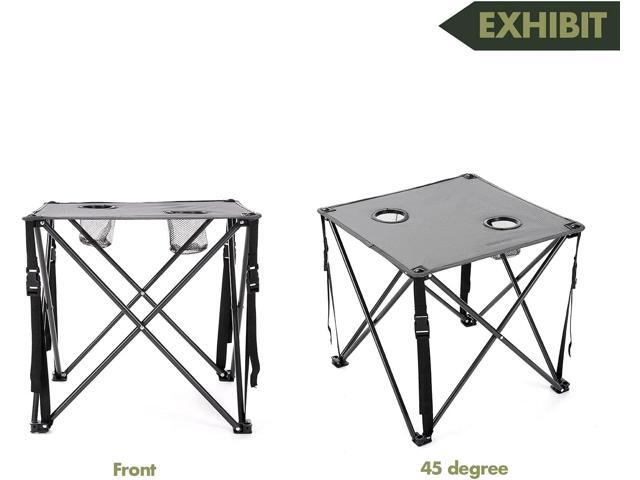 ARROWHEAD OUTDOOR Heavy-Duty Portable Camping Folding Table, 2 Cup Holders, Compact, Square, Carrying Case Included, Steel Frame, High-Grade 600D...