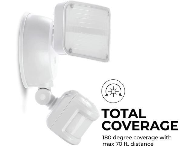Home Zone Security Dual Brightness Motion Sensor Light - Outdoor Weather Resistant LED Twin Head 5000K Security Light with Standby Halo Light and...