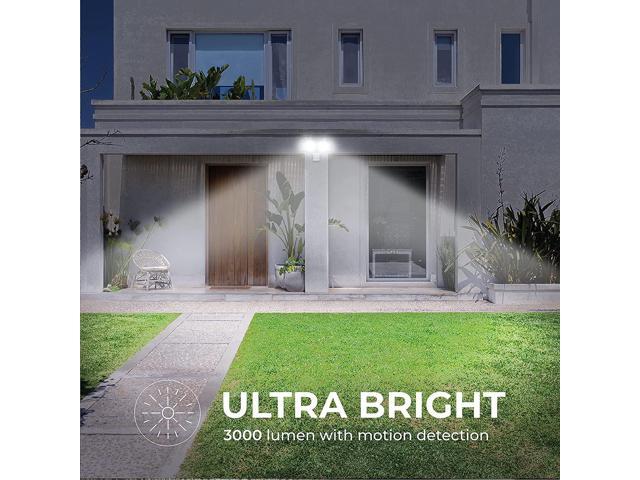 Home Zone Security Dual Brightness Motion Sensor Light - Outdoor Weather Resistant LED Twin Head 5000K Security Light with Standby Halo Light and...