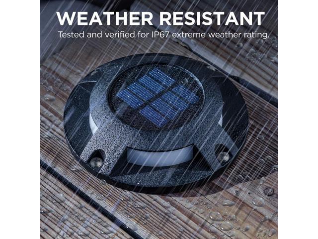 Home Zone Security 4 Packs Solar Deck Light Outdoor 20 Lumens Waterproof Weather Resistant, No Wiring, Auto On Sensor Fence Light, Durable Aluminum...