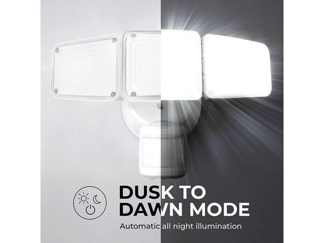 Home Zone Security 3500 Lumen LED Motion Sensor Light - Outdoor Weather Resistant Triple Head 5000K Security Light with Dusk to Dawn Mode and Easy...