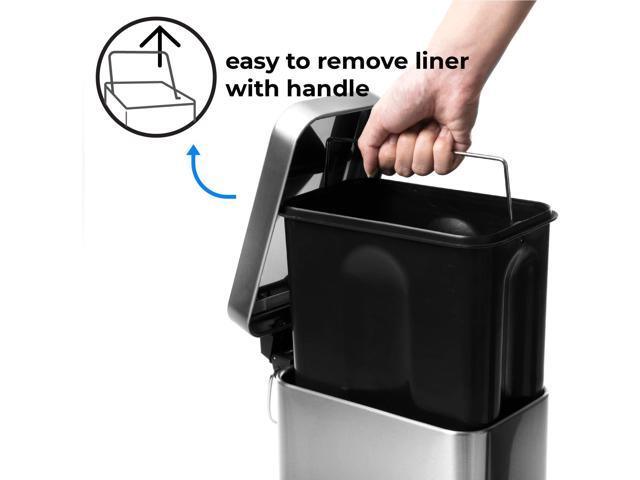Home Zone Living 1.3 Gallon Bathroom Trash Can, Slim Stainless Steel, Step Pedal, 5 Liter
