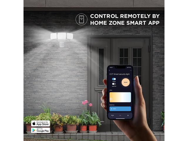 Home Zone Security Smart SMD LED Outdoor Flood Light, 3500LM, 3000-5000K Adjustable Color Temperature, Long & Wide 70 x 240° Motion Sensor...
