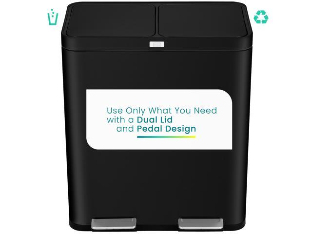 Home Zone Living 15.8 Gallon Kitchen Trash Can, Dual Removable Liners for Recycling and Trash, CleanAura Odor Control, Wide Stainless Steel Shape...
