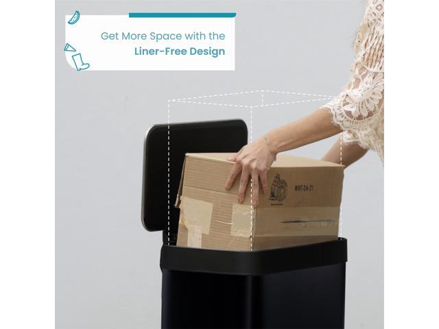 Home Zone Living 18.5 Gallon Kitchen Trash Can, Tall Stainless Steel Body Design, 70 Liter Capacity, Matte Black, Virtuoso Series