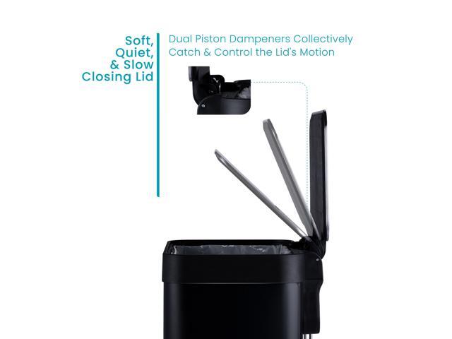 Home Zone Living 18.5 Gallon Kitchen Trash Can, Tall Stainless Steel Body Design, 70 Liter Capacity, Matte Black, Virtuoso Series