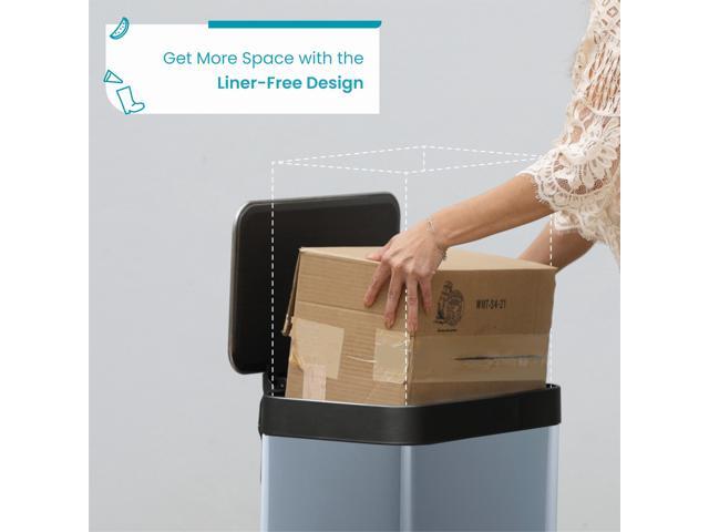 Home Zone Living 18.5 Gallon Kitchen Trash Can, Tall Stainless Steel Body Design, 70 Liter Capacity, Glacier, Virtuoso Series