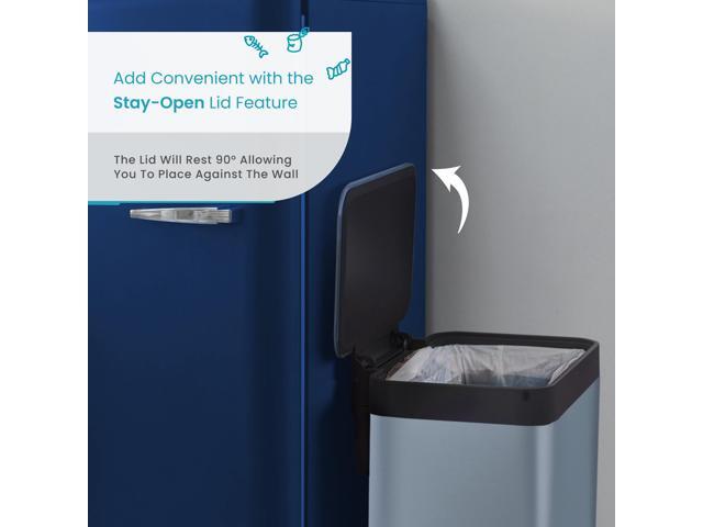 Home Zone Living 18.5 Gallon Kitchen Trash Can, Tall Stainless Steel Body Design, 70 Liter Capacity, Glacier, Virtuoso Series