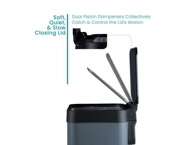 Home Zone Living 18.5 Gallon Kitchen Trash Can, Tall Stainless Steel Body Design, 70 Liter Capacity, Glacier, Virtuoso Series