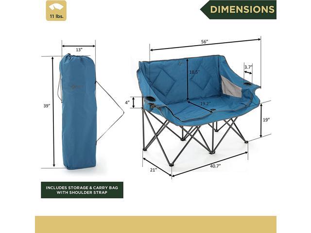 ARROWHEAD OUTDOOR Portable Folding Double Duo Camping Chair Loveseat w/ 2 Cup & Wine Glass Holder, Heavy-Duty Carrying Bag, Padded Seats &...