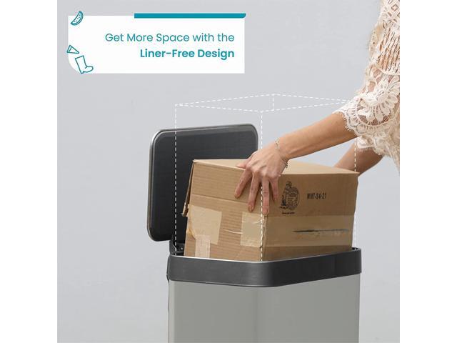 Home Zone Living 18.5 Gallon Kitchen Trash Can, Tall Stainless Steel Body Design, 70 Liter Capacity, Ocean Fog, Virtuoso Series