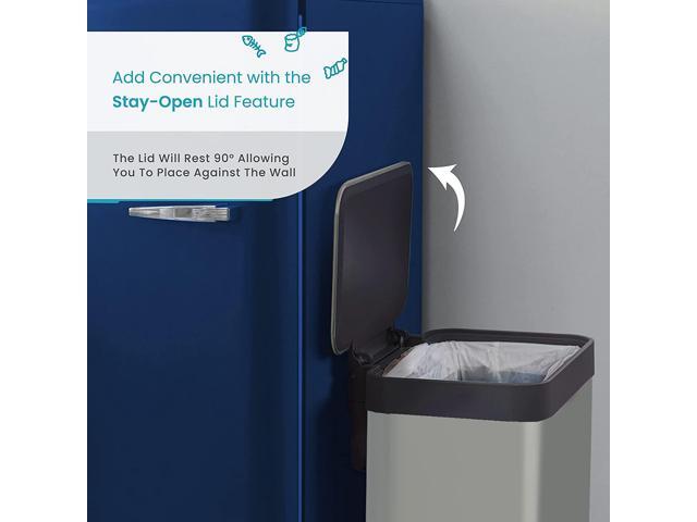 Home Zone Living 18.5 Gallon Kitchen Trash Can, Tall Stainless Steel Body Design, 70 Liter Capacity, Ocean Fog, Virtuoso Series