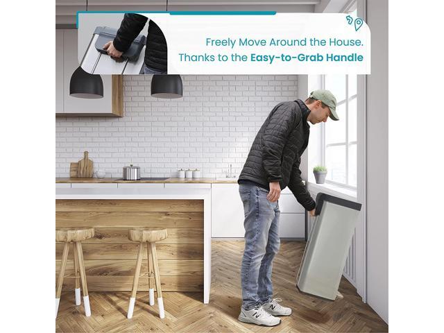 Home Zone Living 18.5 Gallon Kitchen Trash Can, Tall Stainless Steel Body Design, 70 Liter Capacity, Ocean Fog, Virtuoso Series