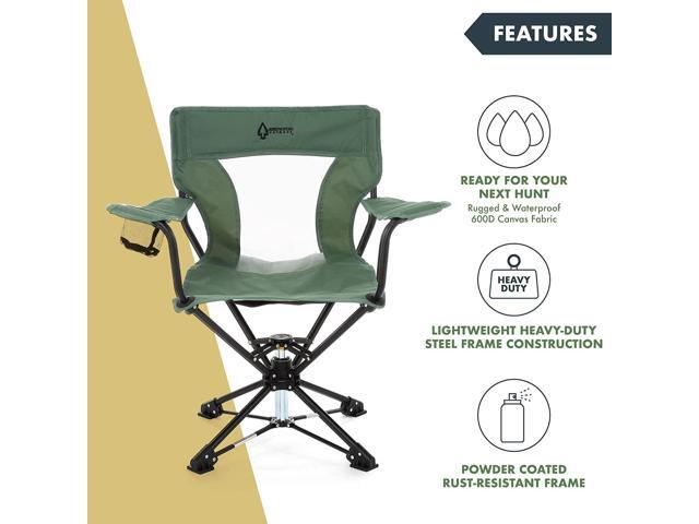 ARROWHEAD OUTDOOR 360° Degree Swivel Hunting Chair w/Armrests, Perfect for Blinds, No Sink Feet, Supports up to 450lbs, Carrying Case, Steel Frame,...