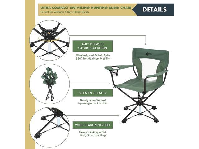 ARROWHEAD OUTDOOR 360° Degree Swivel Hunting Chair w/Armrests, Perfect for Blinds, No Sink Feet, Supports up to 450lbs, Carrying Case, Steel Frame,...