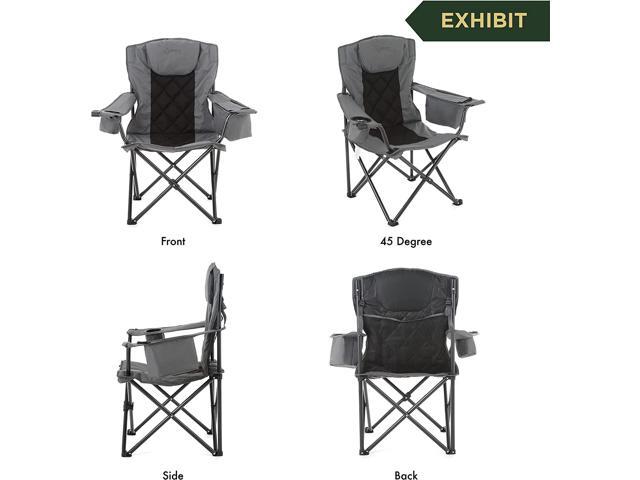 ARROWHEAD OUTDOOR Portable Folding Camping Quad Chair w/ 6-Can Cooler, Cup & Wine Glass Holders, Heavy-Duty Carrying Bag, Padded Armrests, Headrest...