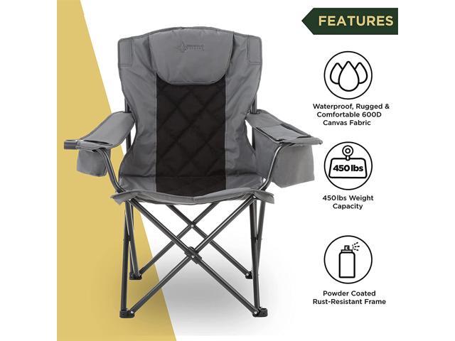 ARROWHEAD OUTDOOR Portable Folding Camping Quad Chair w/ 6-Can Cooler, Cup & Wine Glass Holders, Heavy-Duty Carrying Bag, Padded Armrests, Headrest...