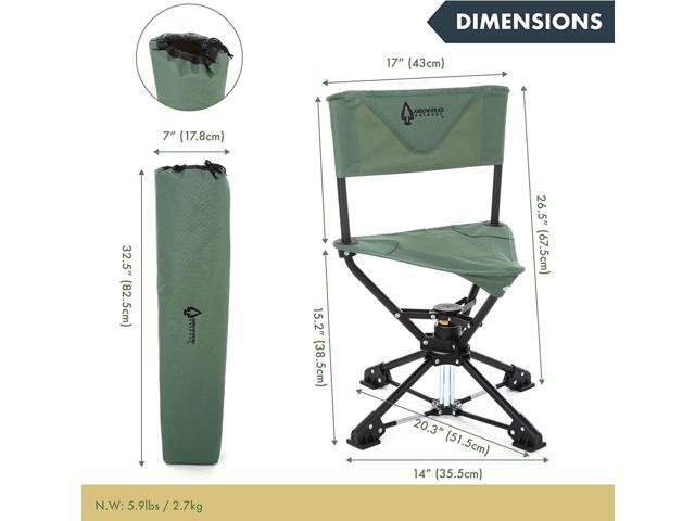 ARROWHEAD OUTDOOR 360° Degree Swivel Hunting Chair Stool Seat, Perfect for Blinds, No Sink Feet, Supports up to 225lbs, Carrying Case, Steel Frame,...