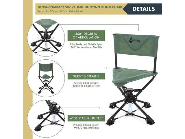 ARROWHEAD OUTDOOR 360° Degree Swivel Hunting Chair Stool Seat, Perfect for Blinds, No Sink Feet, Supports up to 225lbs, Carrying Case, Steel Frame,...
