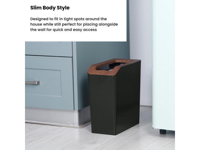 Home Zone Living 2.1 Gallon Small Trash Can, Slim Rectangular Wastebasket with Open Top, Serene Green, Virtuoso Collection, 2-Pack