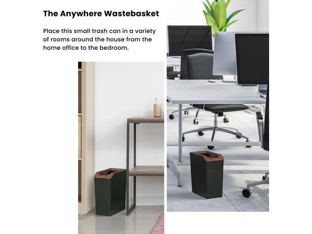 Home Zone Living 2.1 Gallon Small Trash Can, Slim Rectangular Wastebasket with Open Top, Serene Green, Virtuoso Collection, 2-Pack